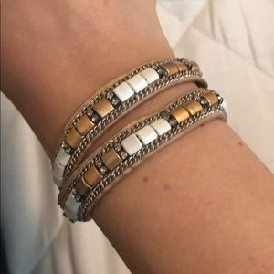Gold & white Stella & Dot wrap bracelet